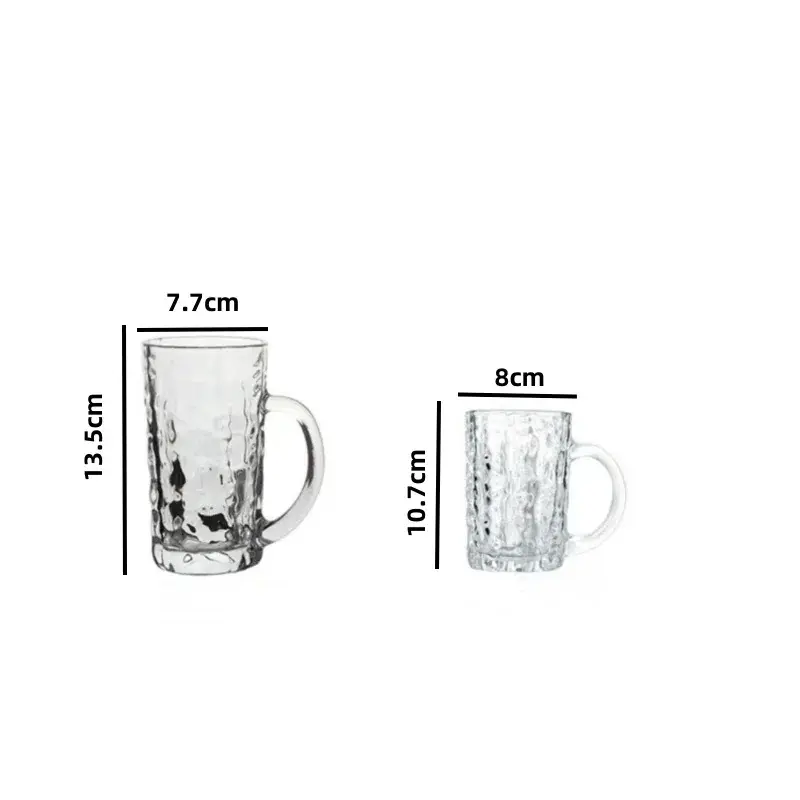 330/360ML Beer Glasses Mug Large Capacity Thick Beer Mug Glass Crystal Glass Cup Transparent With Handle for Club Bar Party Home