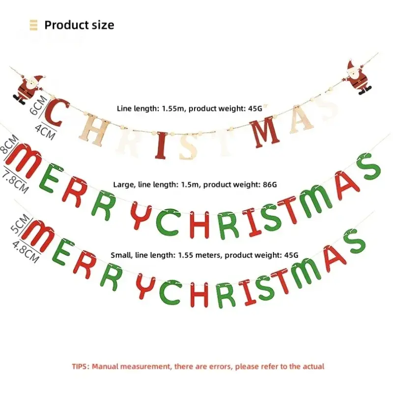 1Pcs Christmas Hanging Banner Ornament Merry Christmas Letter Flag Wooden Ornament Party New Year Xmas Home Decoration Gifts