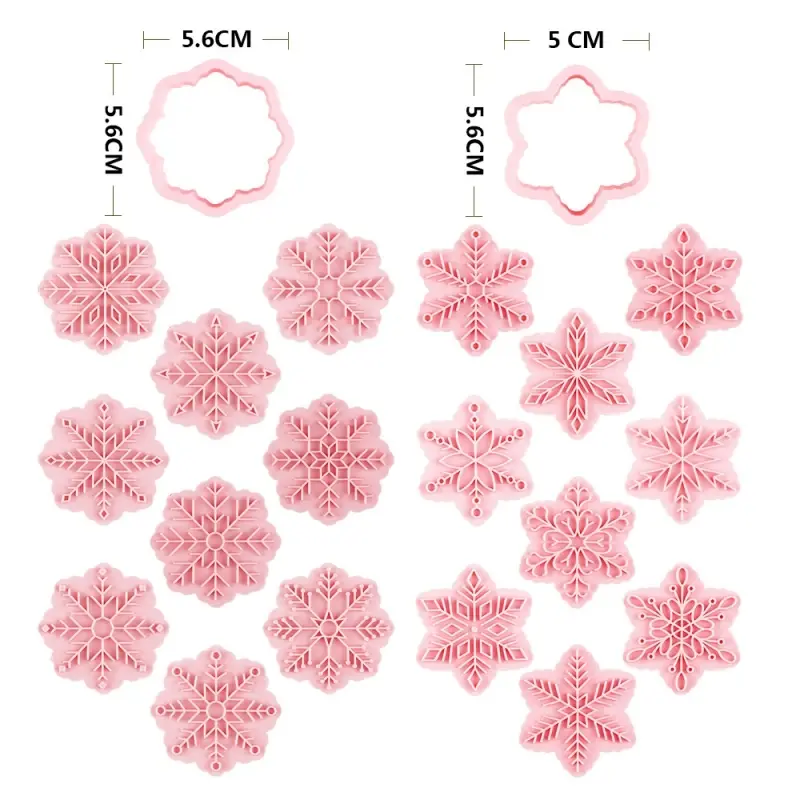 9Pcs Snowflake Shape Biscuit Mold Christmas Cookie Cutter Molds Embossers Icing Cookie Pastry Mould Household Baking Tools
