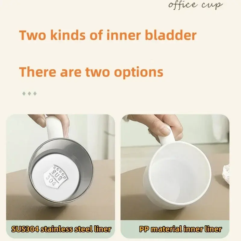500ML Coffee Mug PP/Stainless Steel Cup with Handle Large Capacity Breakfast Water Cup Household Office Milk Coffee Mugs Gifts