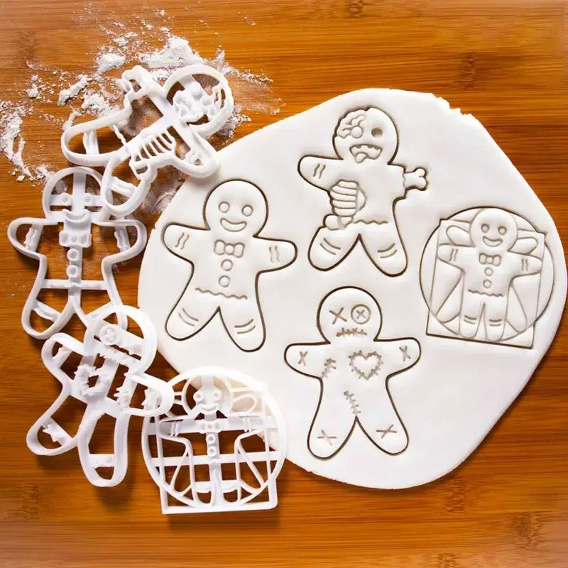 2/3/4Pcs Christmas Biscuit Moulds Snowflake Gingerbread Man Santa Claus Mold Xmas Party Embosser Baking Molds Decor Supplies