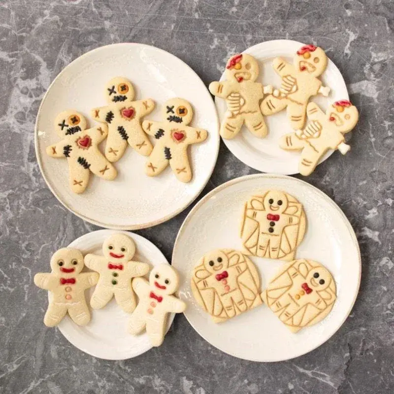 2/3/4Pcs Christmas Biscuit Moulds Snowflake Gingerbread Man Santa Claus Mold Xmas Party Embosser Baking Molds Decor Supplies