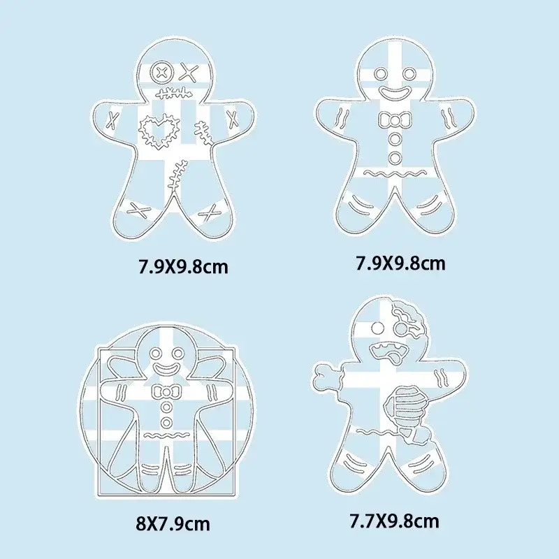 2/3/4Pcs Christmas Biscuit Moulds Snowflake Gingerbread Man Santa Claus Mold Xmas Party Embosser Baking Molds Decor Supplies