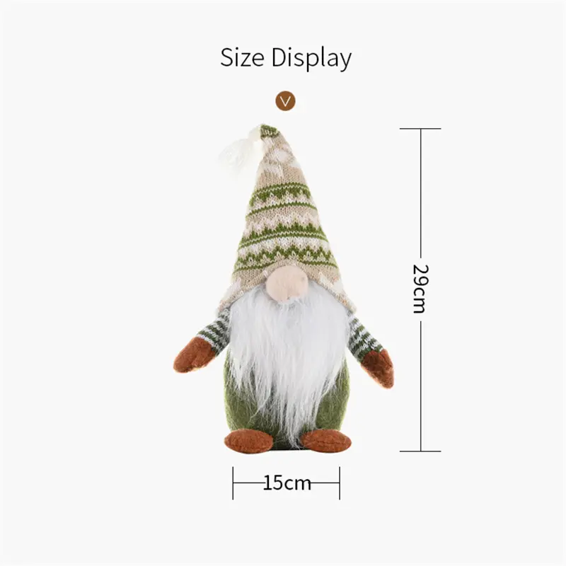 Christmas Faceless Doll Knitted Green Gnome Doll Figurine Merry Christmas Decorations Family Santa Claus Ornament Surprise Gift
