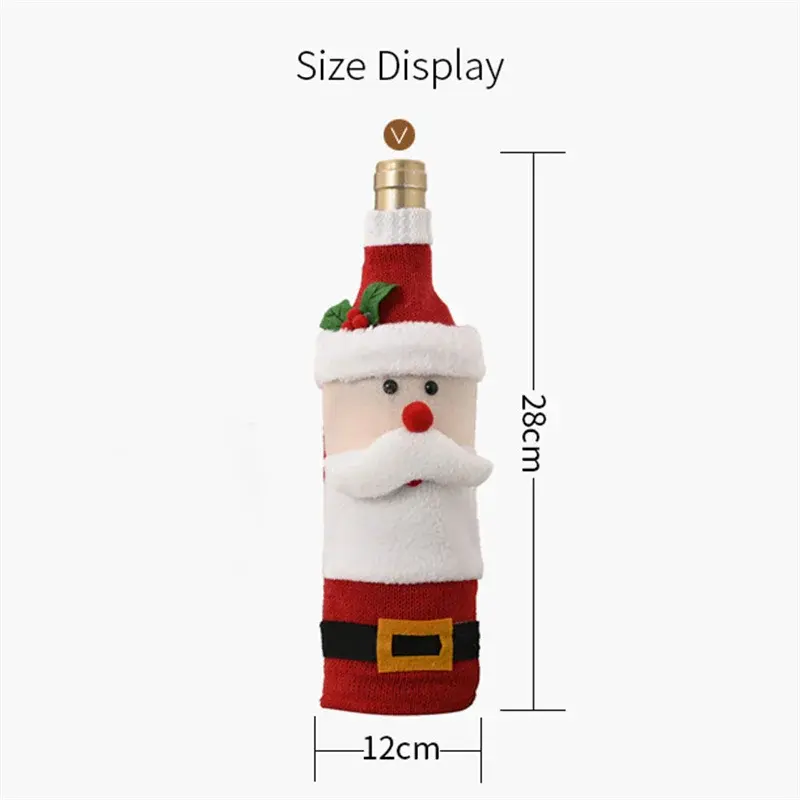 Christmas Wine Bottle Cover Set Santa Claus Snowman Elk Knitted Wine Bottle Bags Party Dinner Table Decor New Year Xmas Gifts