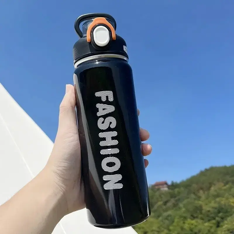 680ML Bouncing Straw Thermos Cup Stainless Steel Termos Water Bottle Simple Ins Style Portable Insulated Cups Drinkware
