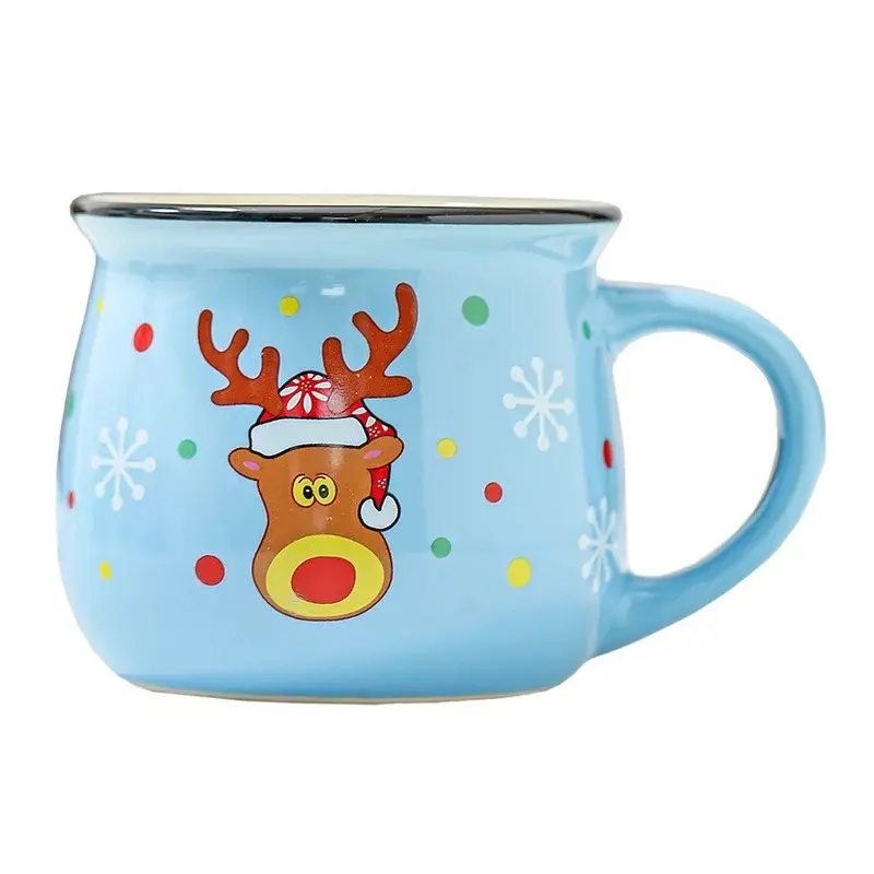 Christmas Ceramic Mug Cartoon Santa Elk Bear Penguin Pattern Coffee Cup Dessert Breakfast Milk Mugs New Year Xmas Decor Gifts