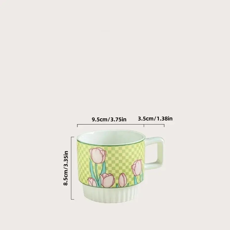 1Pcs Ceramic Mug Tulip Flower Cup Lovely Maiden Sense Water Cup Couple Style Coffee Cup Kitchen Drinkware Creative Mugs Cute