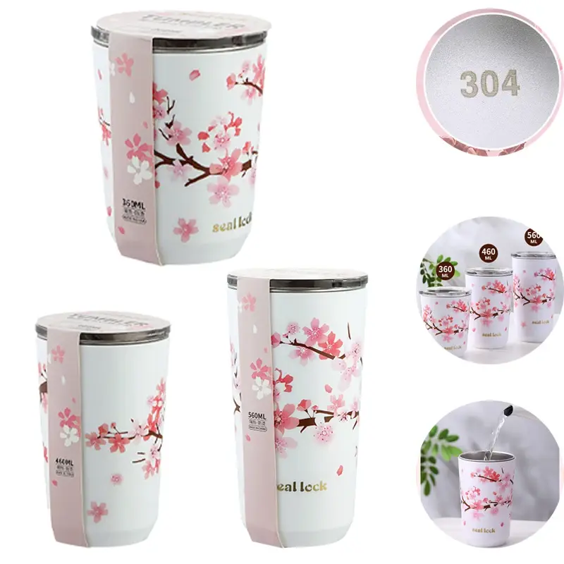304 Stainless Steel Leak-Proof Camping with Lid Double Layer Insulated Vacuum Flask Coffee Tumbler Water Bottle Thermos Cup