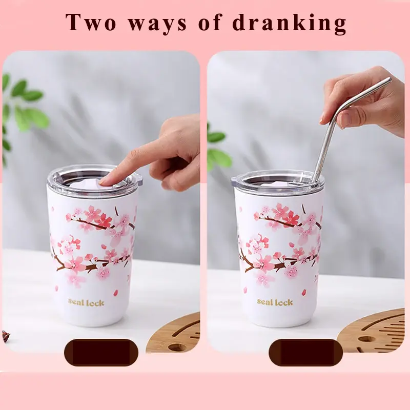 304 Stainless Steel Leak-Proof Camping with Lid Double Layer Insulated Vacuum Flask Coffee Tumbler Water Bottle Thermos Cup