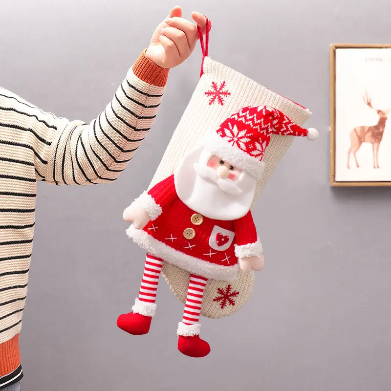 Christmas Stocking Sock Candy Bag Non-woven Fabric Christmas Eve socks Children's Xmas gift socks Reusable for Party Decoration