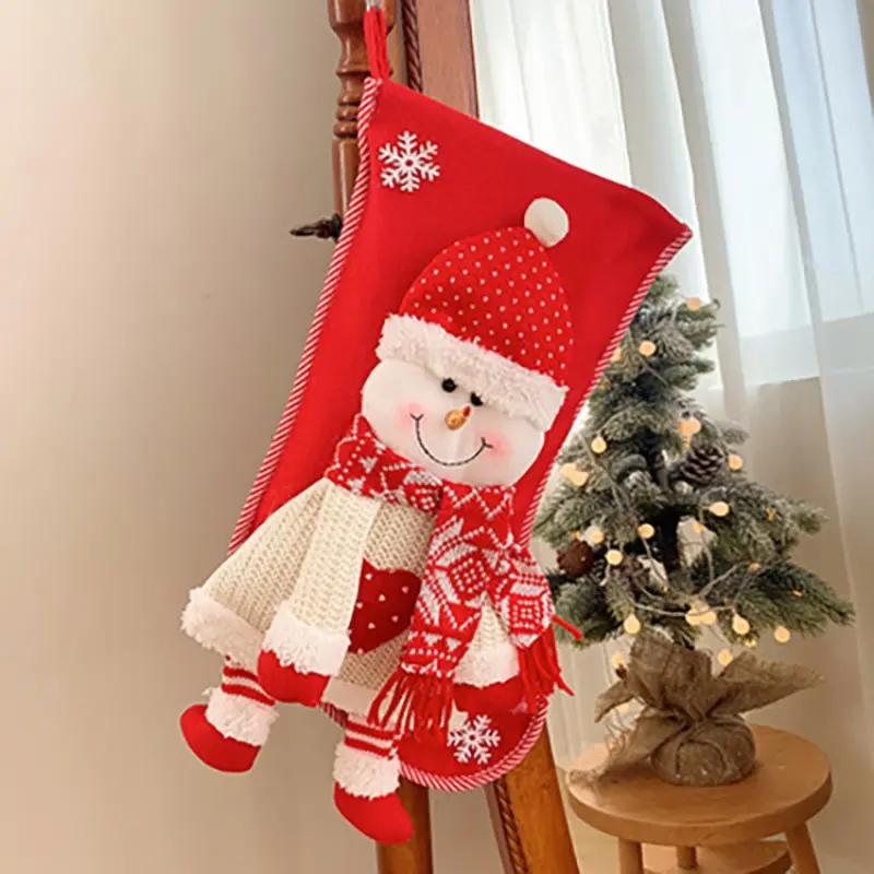 Christmas Stocking Sock Candy Bag Non-woven Fabric Christmas Eve socks Children's Xmas gift socks Reusable for Party Decoration