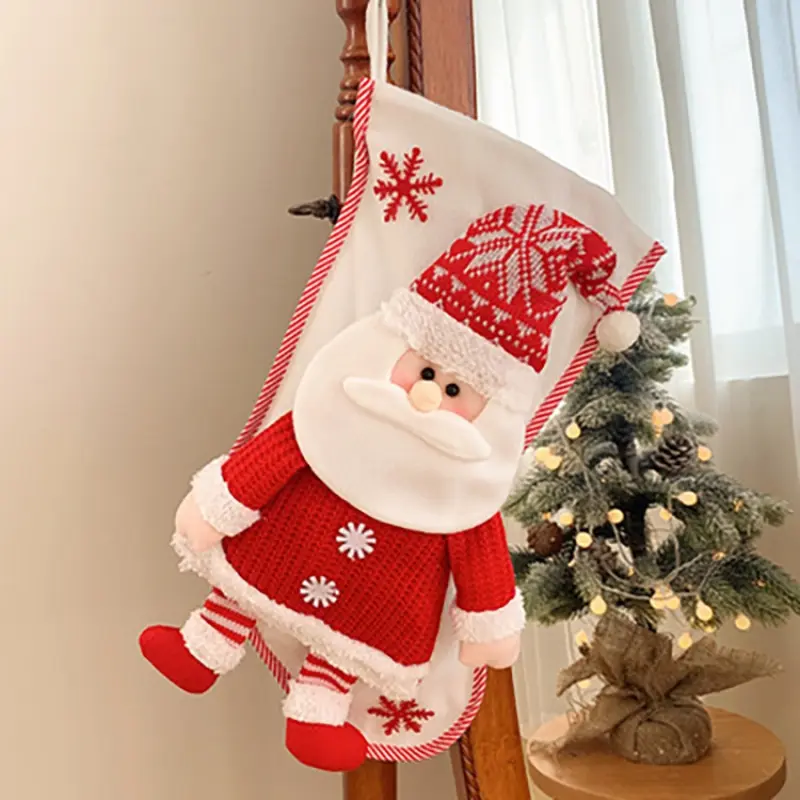 Christmas Stocking Sock Candy Bag Non-woven Fabric Christmas Eve socks Children's Xmas gift socks Reusable for Party Decoration