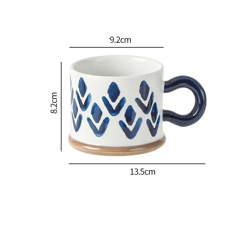 Japan Style Ceramic Hand-painted Underglaze Color Mug Large Capacity 400ML Coffee Cup Water Cup Tea cup Breakfast  Drinkware