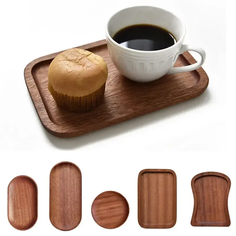 1Pcs Wooden Pallet Oval Round Square Toast Shape Plate Tray Muti-Shape Household Wooden Fruit Dessert Dish Tableware Decoration