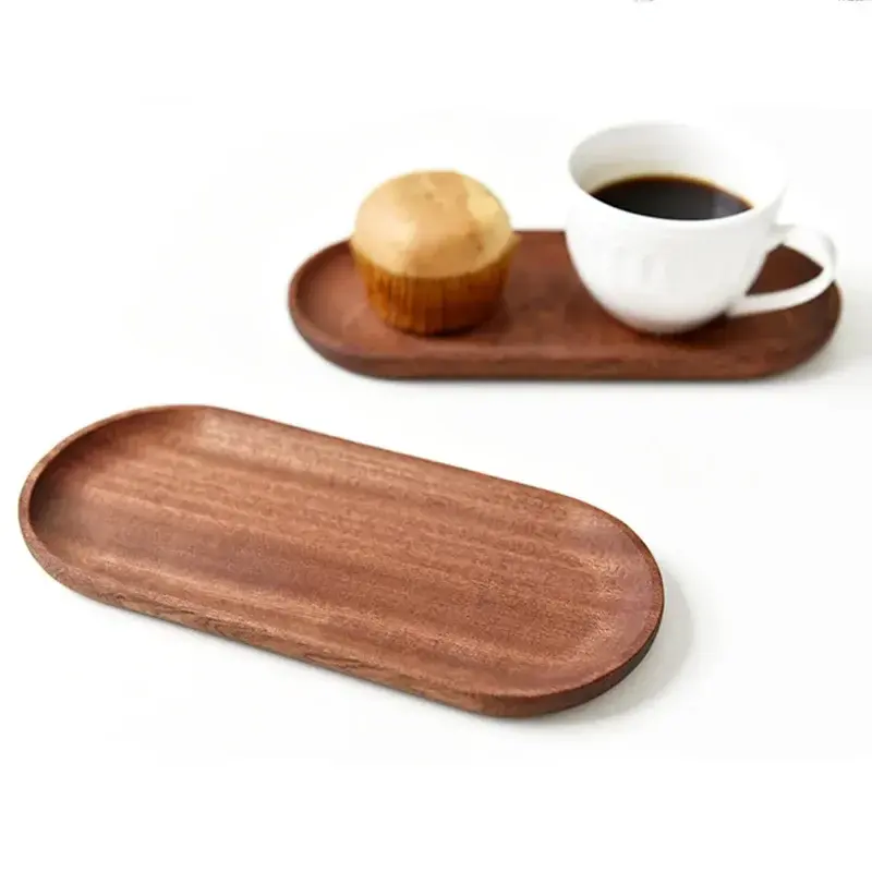 1Pcs Wooden Pallet Oval Round Square Toast Shape Plate Tray Muti-Shape Household Wooden Fruit Dessert Dish Tableware Decoration
