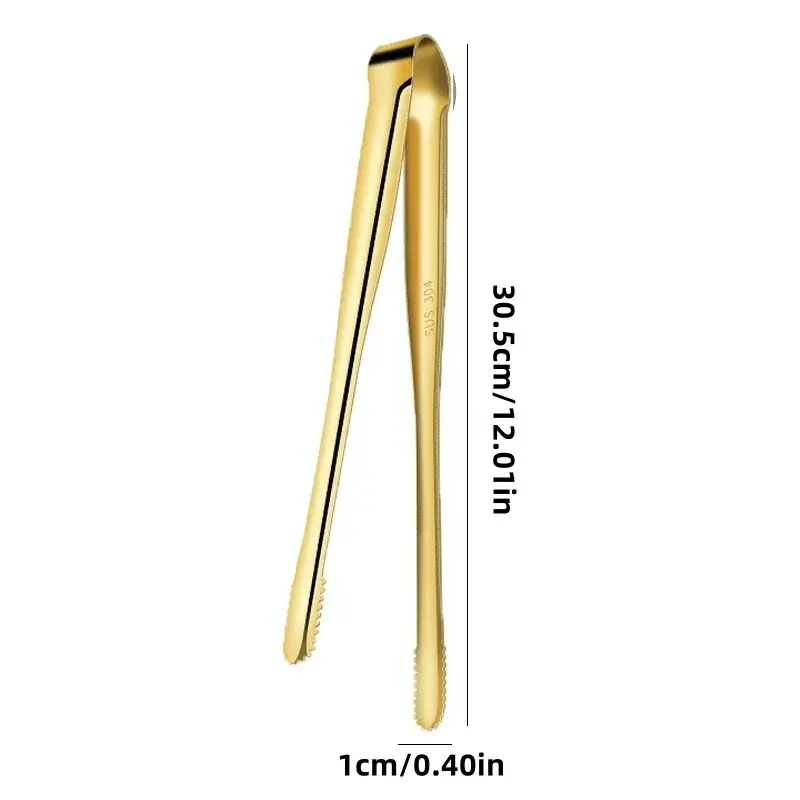 1Pcs Long-handled Stainless Steel Food Clamp Barbecue Tongs Meat Steak Ice Salad Clip Cooking Utensils for Kitchen Convenience