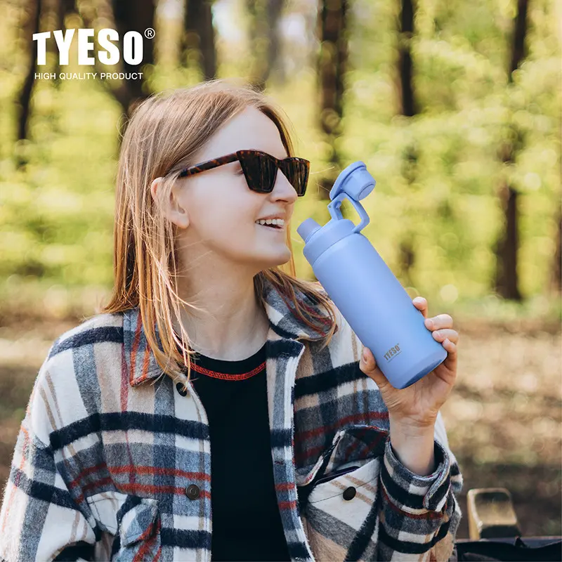 TYESO 750/900/1200/1500ml Large Capacity Thermos Cup Stainless Steel Portable Sports Pot Outdoor Water Cup Matte Water Kettle