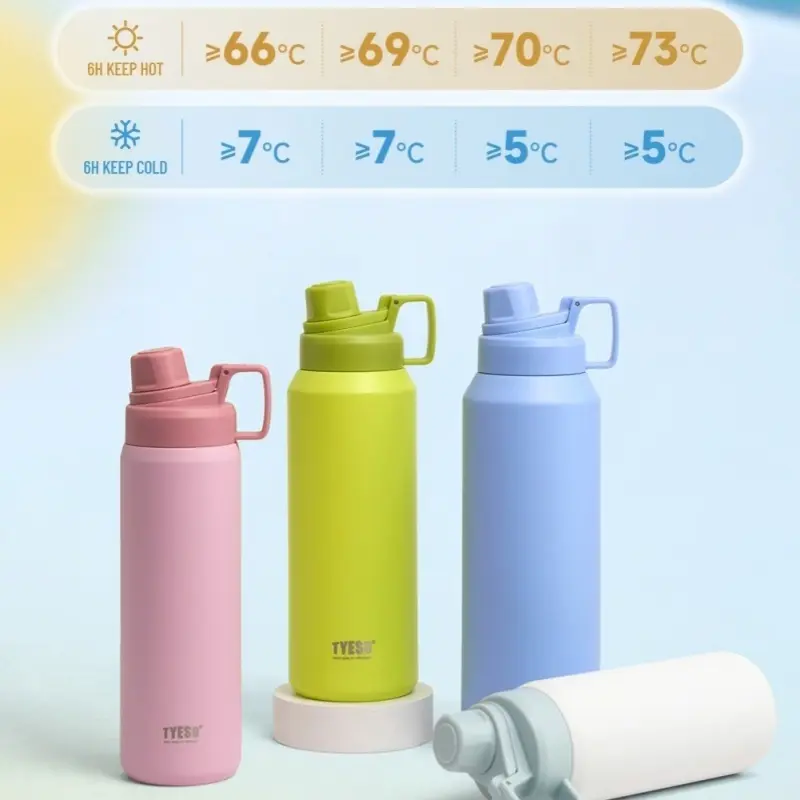 TYESO 750/900/1200/1500ml Large Capacity Thermos Cup Stainless Steel Portable Sports Pot Outdoor Water Cup Matte Water Kettle