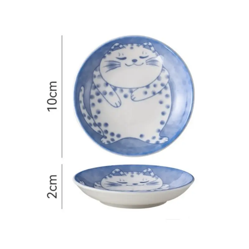 Japanese Ceramic Cartoon Cat Dish At Home Dining Table Dipping Sauce Dish Soy Sauce Dish Hot Pot Seasoning Dish Seasoning Dish