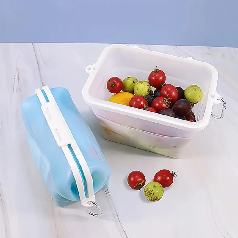 Silicone Folding Lunch Box Preservation Bag Multi-use Silicone Storage Bag Microwave Heating Travel Storage Bag Food Bento Box