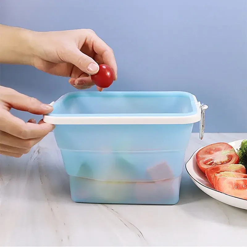 Silicone Folding Lunch Box Preservation Bag Multi-use Silicone Storage Bag Microwave Heating Travel Storage Bag Food Bento Box