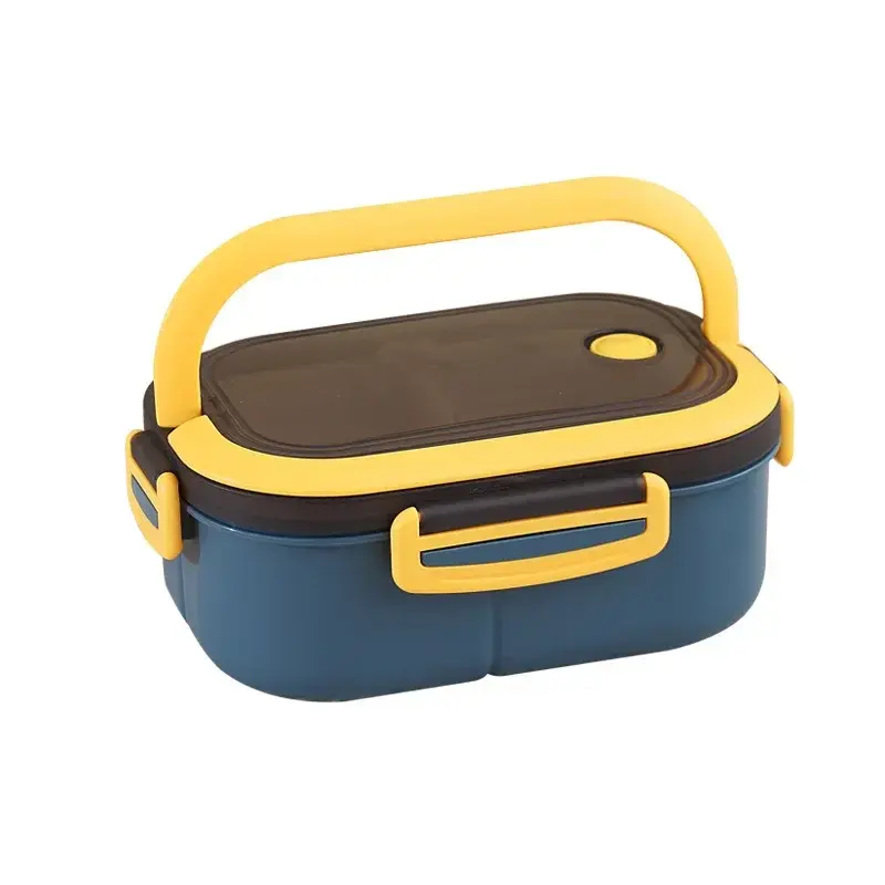 1200ML 2 Layer Bento Lunch Box With Spoon Fork, Kid High Capacity Microwae Food Containers Portable Leakproof Office Camping