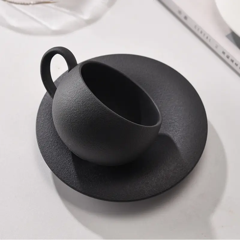 280ML Rock Sand Ceramic Coffee Cup Set Japanese-style Exquisite Afternoon Flower Tea Cup Hotel Upscale Restaurant Coffee Cup