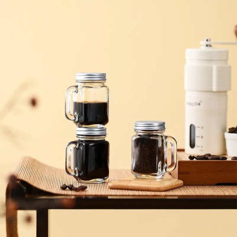 10pcs Espresso Bottling Can, Mini Mason Jar for Jam Honey, Portable Transparent Sealed Liquid Small Glass Bottling Bottle