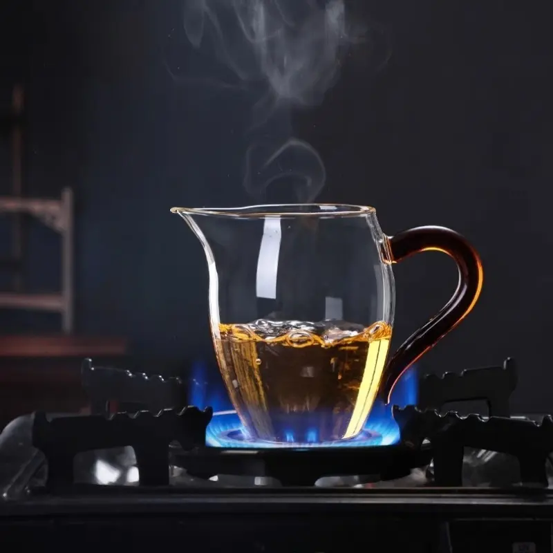 350ml Heat-resisting Clear Glass Tea Pot with Colorful Handle Fair Cup with Infuser Puer Tea Brewing Kettle Pu Erh Pots Teapots