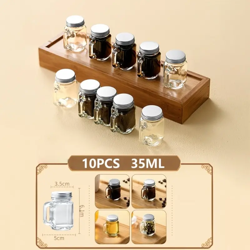 10pcs Espresso Bottling Can, Mini Mason Jar for Jam Honey, Portable Transparent Sealed Liquid Small Glass Bottling Bottle
