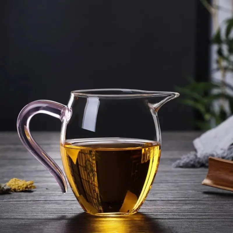 350ml Heat-resisting Clear Glass Tea Pot with Colorful Handle Fair Cup with Infuser Puer Tea Brewing Kettle Pu Erh Pots Teapots