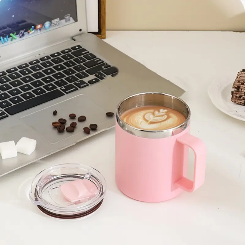650ML Double-layer Coffee Cup with Lid Insulated Cup Vacuum Stainless Steel Double Layer Large Capacity Portable Traveling