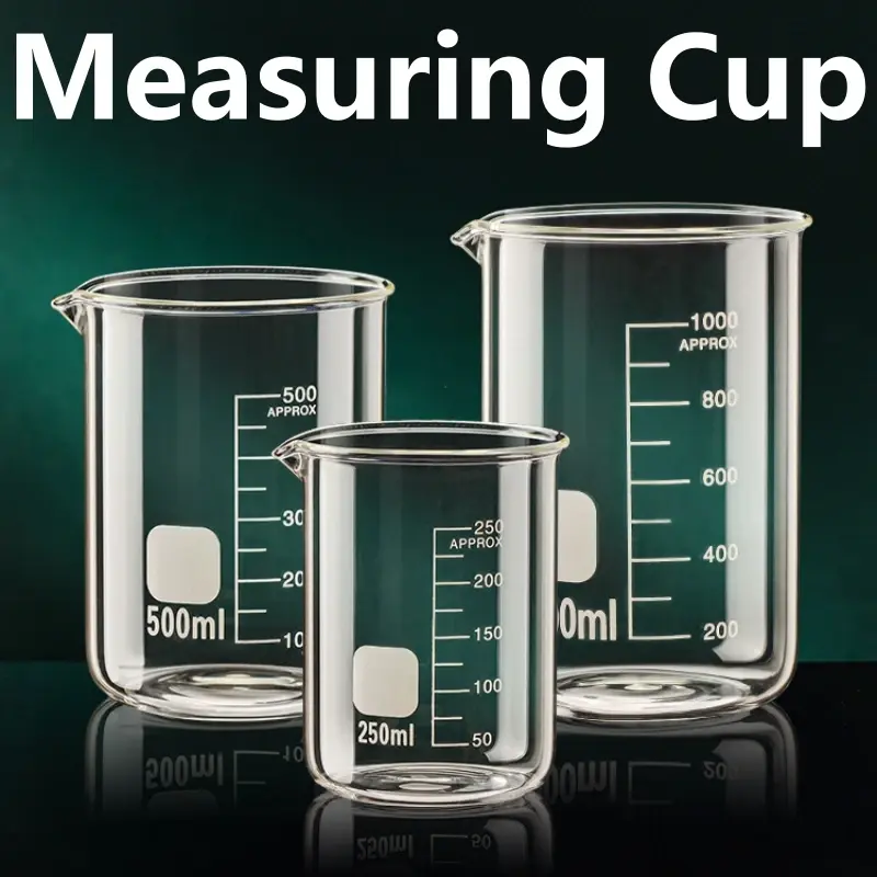 50-1000ml Combination Set High Borosilicate Glass Measuring Cup Clear Scale Cup Laboratory Beaker Kitchen Baking Measuring Mugs