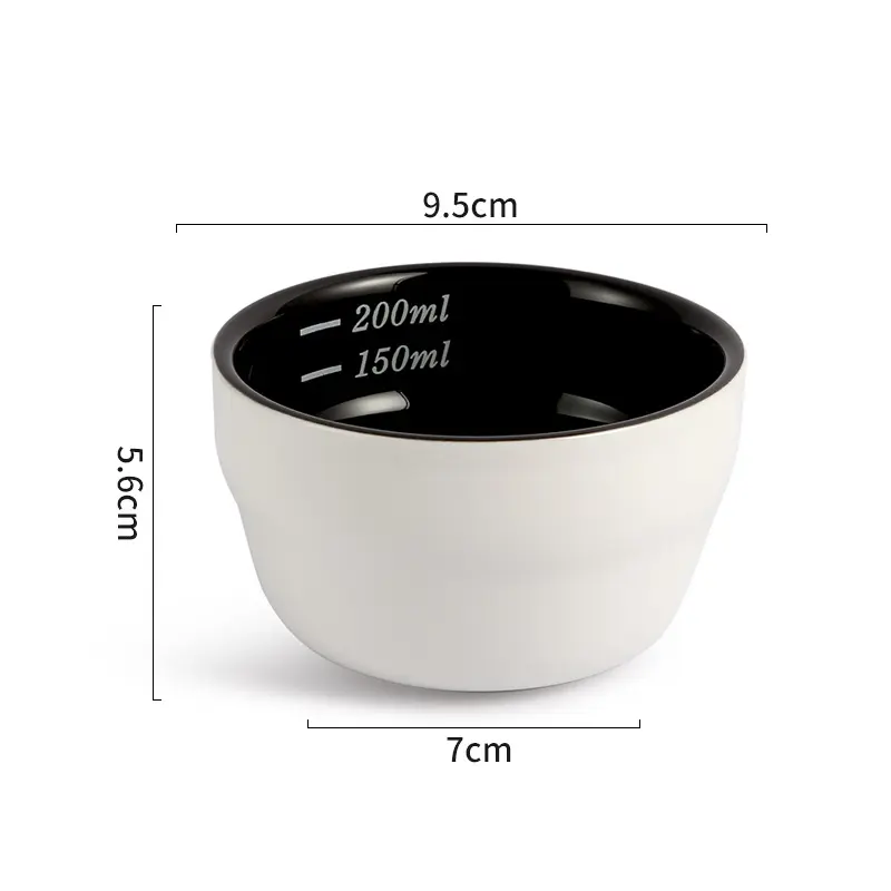 200ml Coffee Cup Thickened Ceramic Measuring Bowl Heat Resistant U Cupping Cup with Spoon Espresso Measuring Cup with Scale