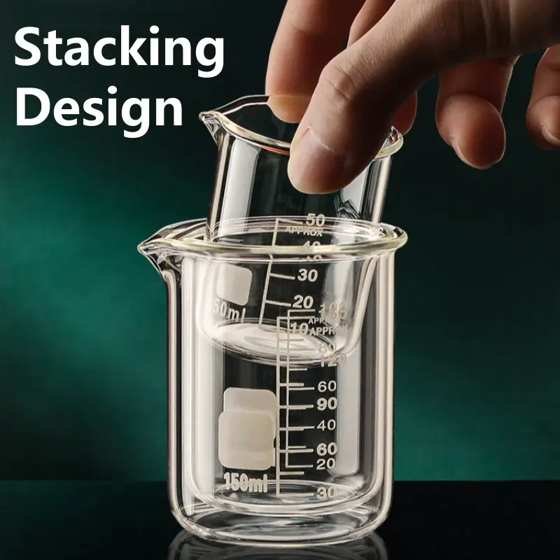 50-1000ml Combination Set High Borosilicate Glass Measuring Cup Clear Scale Cup Laboratory Beaker Kitchen Baking Measuring Mugs