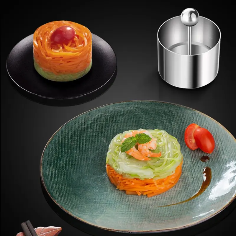 3Pcs Round Stainless Steel Rices Ball Mold with Pusher Cake Mousse Tiramisu Cold Dish Easy Demoulding Sushi Maker Kitchen Tool