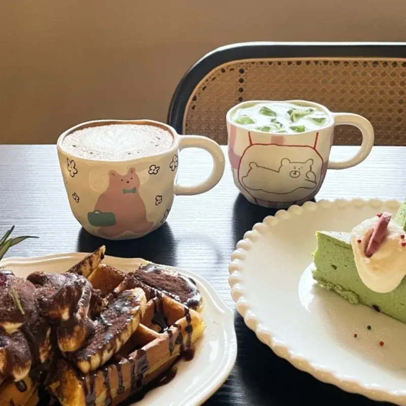 250ML Creative Hand Pinched Irregular Flower Ceramic mug Handmade Coffee Cup Breakfast Milk Afternoon tea cups Korean Style Mugs