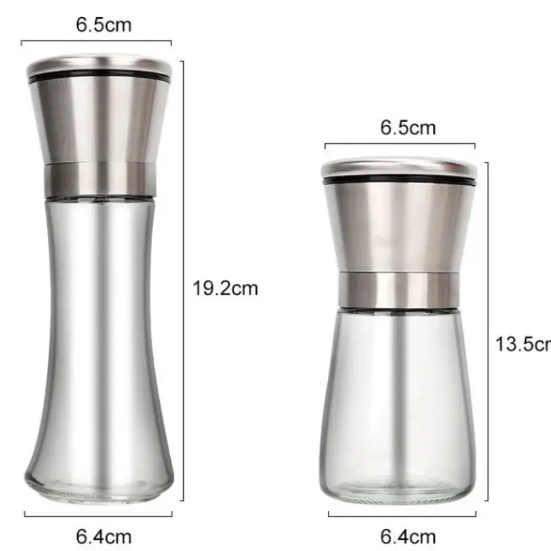 Black Pepper Grinder with Stainless Steel Mill Manual Spice Glass Salt and Pepper Grinder Machine for Household Powder Machine
