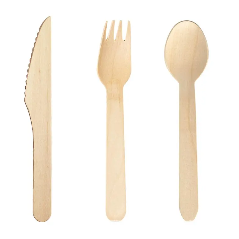 150Pcs Disposable Wooden Spoon Fork Knife Cutlery Set Wedding Birthday Party Tableware Decoration Supplies Dessert Cake Scoop