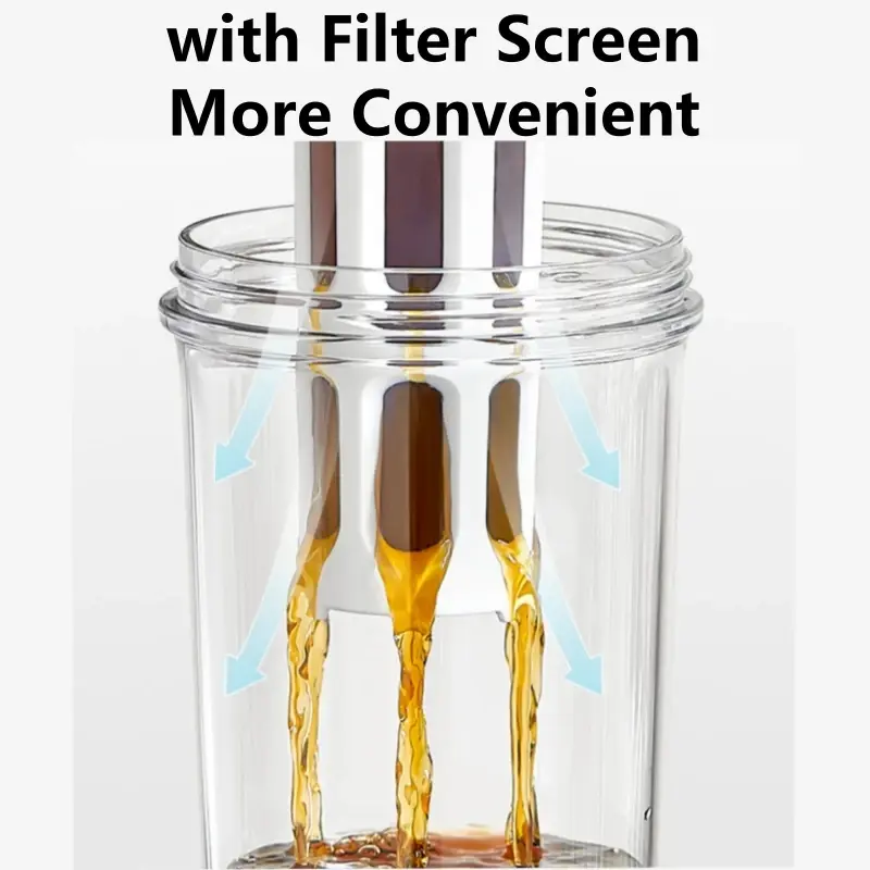 1L Airtight Cold Brew Iced Coffee Maker and Tea Infuser Glass Carafe with Removable Safe Pp Material Filter Gift Cleaning Brush
