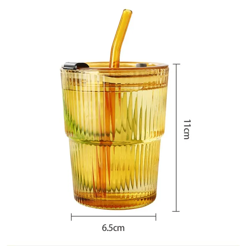400ml Water Bottle Creative Glass Coffee with Straw Cup with Lid Cup Cover Ins Style Milk Tea Drinkware Couple Coffee Mug