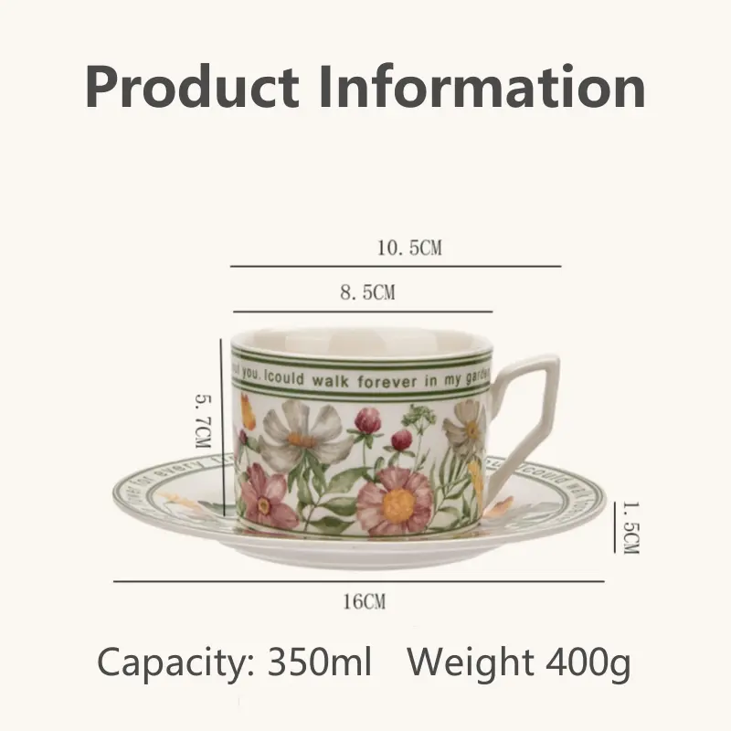 French Retro Style Coffee Cup and Saucer Gift Box Set Afternoon Tea Cup with Saucers Special Tableware High-end Ceramic Cup
