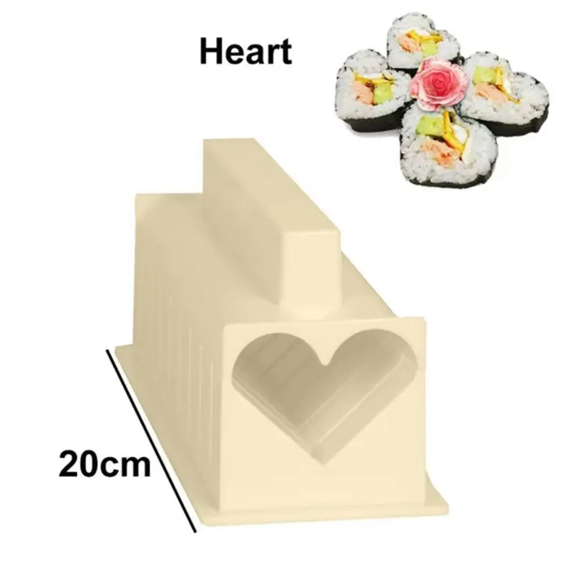 DIY Sushi Making Kit Plastic Kimbap Sushi Rolls Mold Round Square Heart-shaped Sushi Multifunctional Making Tools Cake Roll Mold