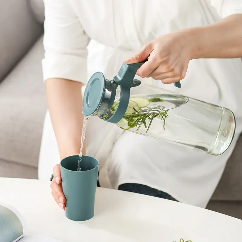 Glass Water Kettles Large Capacity with Lid and Handle Juice Tea Milk Kettles Pitcher Distributeur Beverage Dispenser Water Pot