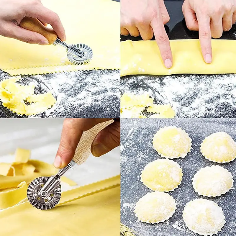 Ravioli Cutter Set Pasta Press Kit Ravioli Maker Mold Stamp Pastry Cake Mold Household Pancake Cutter Wheel Knife Baking Tool