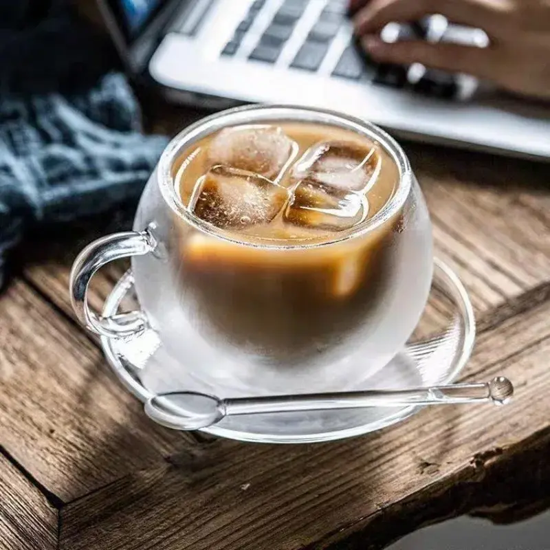 150/300ml Double Bottom Wall Glass Coffee Cup Whiskey Tea Thermal Heat Resistant Cocktail Vodka Shot Wine Mug Tumbler Set