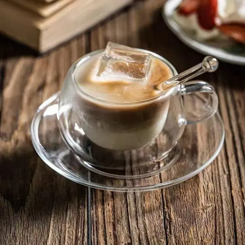 150/300ml Double Bottom Wall Glass Coffee Cup Whiskey Tea Thermal Heat Resistant Cocktail Vodka Shot Wine Mug Tumbler Set