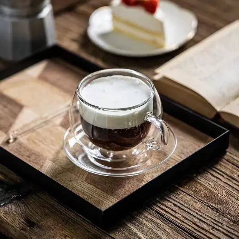150/300ml Double Bottom Wall Glass Coffee Cup Whiskey Tea Thermal Heat Resistant Cocktail Vodka Shot Wine Mug Tumbler Set