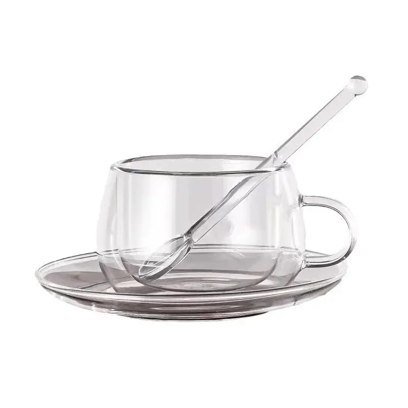 150/300ml Double Bottom Wall Glass Coffee Cup Whiskey Tea Thermal Heat Resistant Cocktail Vodka Shot Wine Mug Tumbler Set